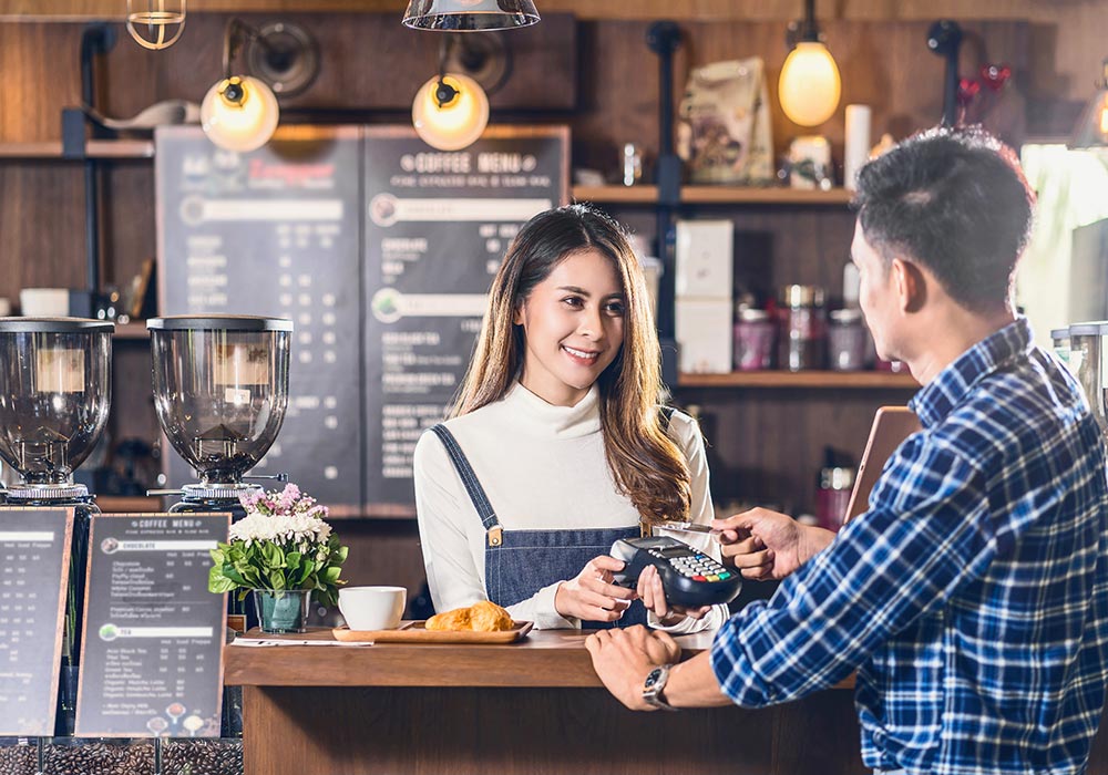 Customer paying with credit card